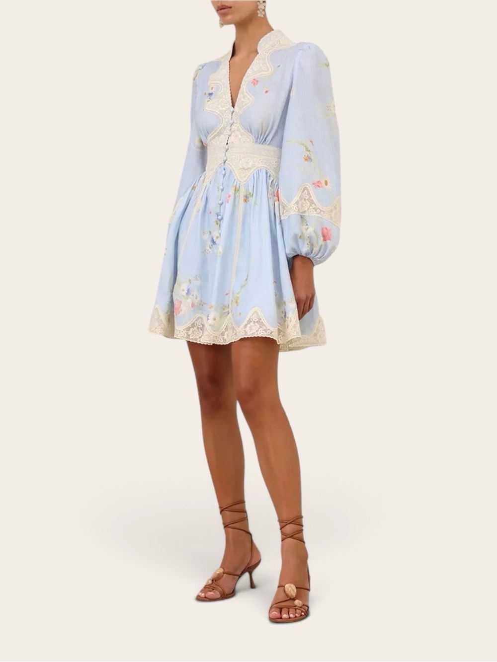 Zimmerman Lucky Lace Plunge Mini Dress Size0 - Picture 2 of 4